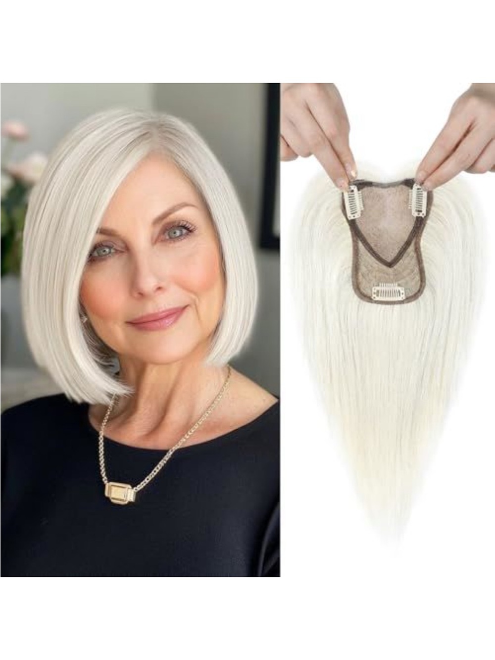 White Clip-In Women’s Hair Topper - Natural-Look Coverage